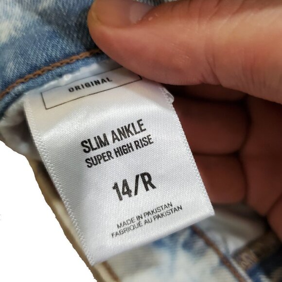 Express Jeans Original Slim Ankle Super High Rise Jeans Womens Blue Denim 14/R - Picture 4 of 10